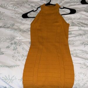 G by Guess Mustard Halter Mini Dress